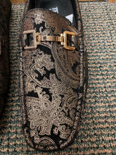 Load image into Gallery viewer, Terroni Italian Design Gold Paisley Print Men&#39;s Slip-on Dress/Driver Shoe 8.5-13
