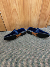 Load image into Gallery viewer, Terroni Italian Design Navy Blue Suede-like Smoking Slip-on Men’s Dress Shoes
