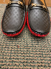 Load image into Gallery viewer, Terroni Italian Design Black/Red Gucci Print Men&#39;s Slip-on Dress/Diver Shoes
