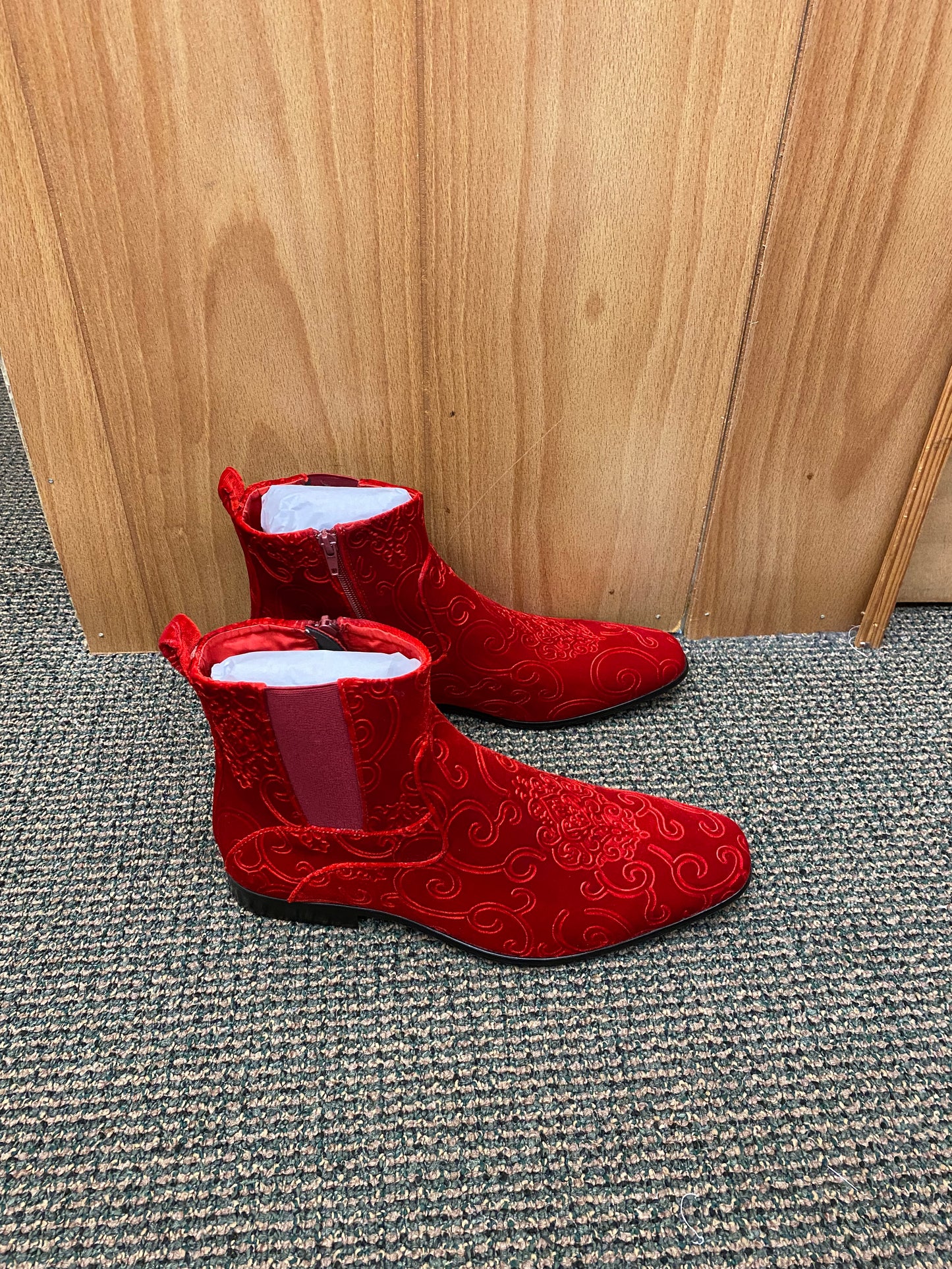 After Midnight Red Paisley Ankle Red Bottom Boots Sizes 8-13