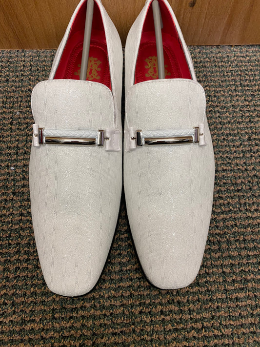 After Midnite  White Smoking Slip-on Men’s Red Bottom Dress/Prom Shoes Style: 6993