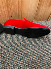 Load image into Gallery viewer, Terroni Italian Design Red Suede-like Smoking Slip-on Men’s Dress Shoes
