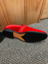 Load image into Gallery viewer, Terroni Italian Design Red Suede-like Smoking Slip-on Men’s Dress Shoes
