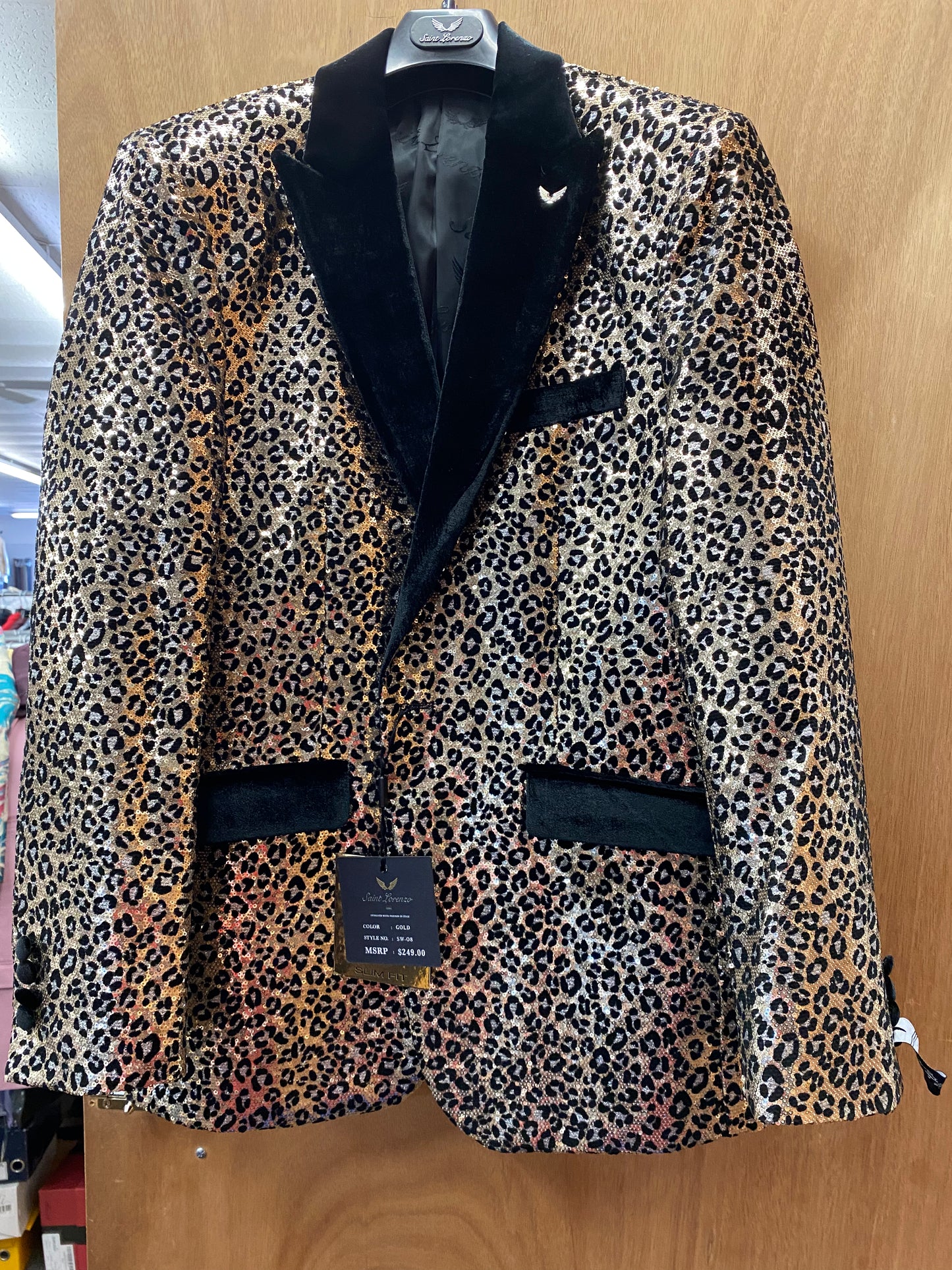 Saint Lorenzo Gold Leopard Print Jacket