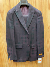 Load image into Gallery viewer, Steven Land Burgundy. &amp; Black 2-Piece Suit 36S 77-581
