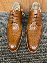 Load image into Gallery viewer, Giovanni Milford Tan Croc-print Leather Hand Made Oxford Men&#39;s Dress Shoes
