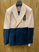 Load image into Gallery viewer, Moda Color Pink/Navy 2-Tone European Fashion Wool Double Breasted Suit Slim Fit
