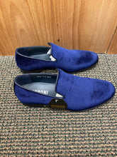 Load image into Gallery viewer, Terroni Italian Design Navy Blue Suede-like Smoking Slip-on Men’s Dress Shoes
