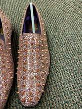 Load image into Gallery viewer, After Midnite Rose Gold Spike Men's Slip-on Prom Smoking Slippers/Dress Shoes
