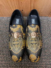 Load image into Gallery viewer, Successos Black and Gold Smoking Slippers/Mens Dress Shoes Sizes 8-15

