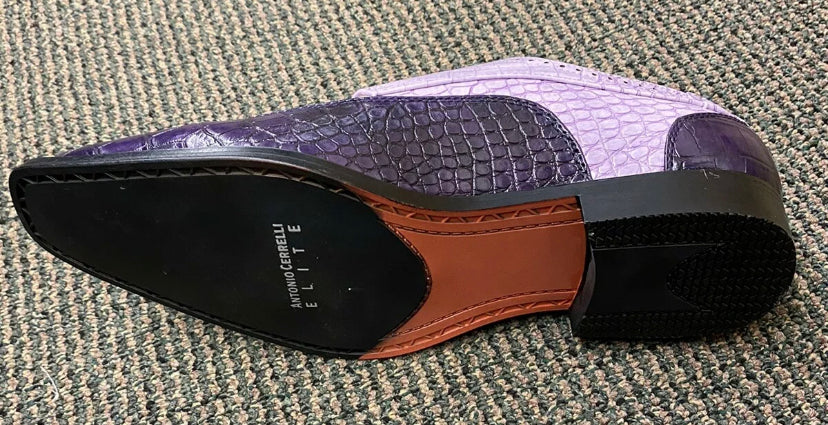 Antonio Cerrelli Elite Purple/Lilac Gator Print Wingtip Lace  display picture 3