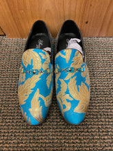 Load image into Gallery viewer, Successos Turquoise Floral Smoking Slip-on Men&#39;s Red Bottom Dress Shoes Sizes 7-15
