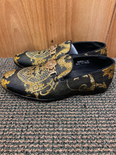 Load image into Gallery viewer, Successos Black and Gold Smoking Slippers/Mens Dress Shoes Sizes 8-15
