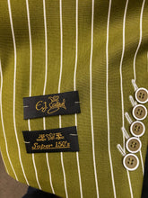 Load image into Gallery viewer, EJ Samuel Olive/White Pinstripe Double Breasted Blazer 44R
