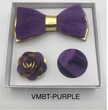 Load image into Gallery viewer, Velvet Bow Tie, Lapel Flower, and Handkerchief
