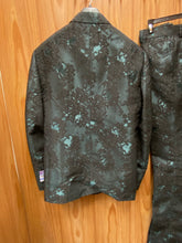 Load image into Gallery viewer, Blu Martini Shiny Green with Black Lace Overlay Slim Fit 2-Piece Prom Suit 9108-BEN 930
