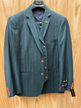 Load image into Gallery viewer, Falcone Black with Rust pinstripes 3-Piece suit 44R
