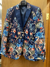 Load image into Gallery viewer, Studio Ferera Navy Flower Print Blazer
