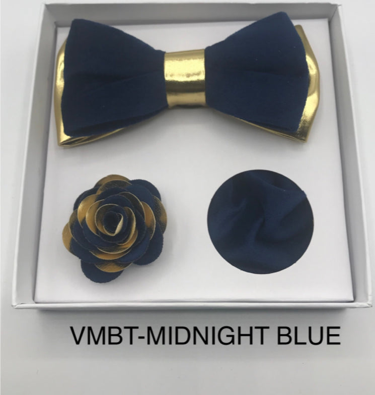 Velvet Bow Tie, Lapel Flower, and Handkerchief