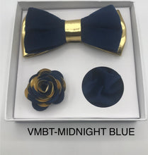 Load image into Gallery viewer, Velvet Bow Tie, Lapel Flower, and Handkerchief
