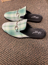 Load image into Gallery viewer, Successos Green Plaid red bottom slip-on dress sandals sizes 7-15
