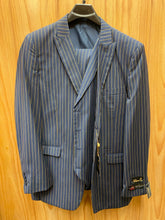 Load image into Gallery viewer, Falcone Navy with gold pinstripes 3-piece suit 44L
