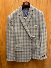 Load image into Gallery viewer, Statement Italy Grey/Blue Plaid 3-Piece Suit 54L
