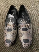 Load image into Gallery viewer, Successos Black fancy print red bottom slip-on dress shoes sizes 7-15
