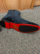 Load image into Gallery viewer, After Midnight Black Paisley Ankle Red Bottom Boots Sizes 8-13
