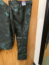 Load image into Gallery viewer, Blu Martini Shiny Green with Black Lace Overlay Slim Fit 2-Piece Prom Suit 9108-BEN 930
