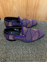 Load image into Gallery viewer, After Midnite Exclusive Ozzy Purple/Gold Spike Men’s Smoking Slip-on Red Bottom Men’s Dress/Prom Shoes
