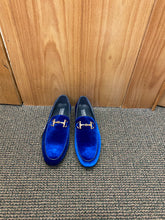 Load image into Gallery viewer, Terroni Italian Design Royal Blue Suede-like Smoking Slip-on Men’s Dress Shoes
