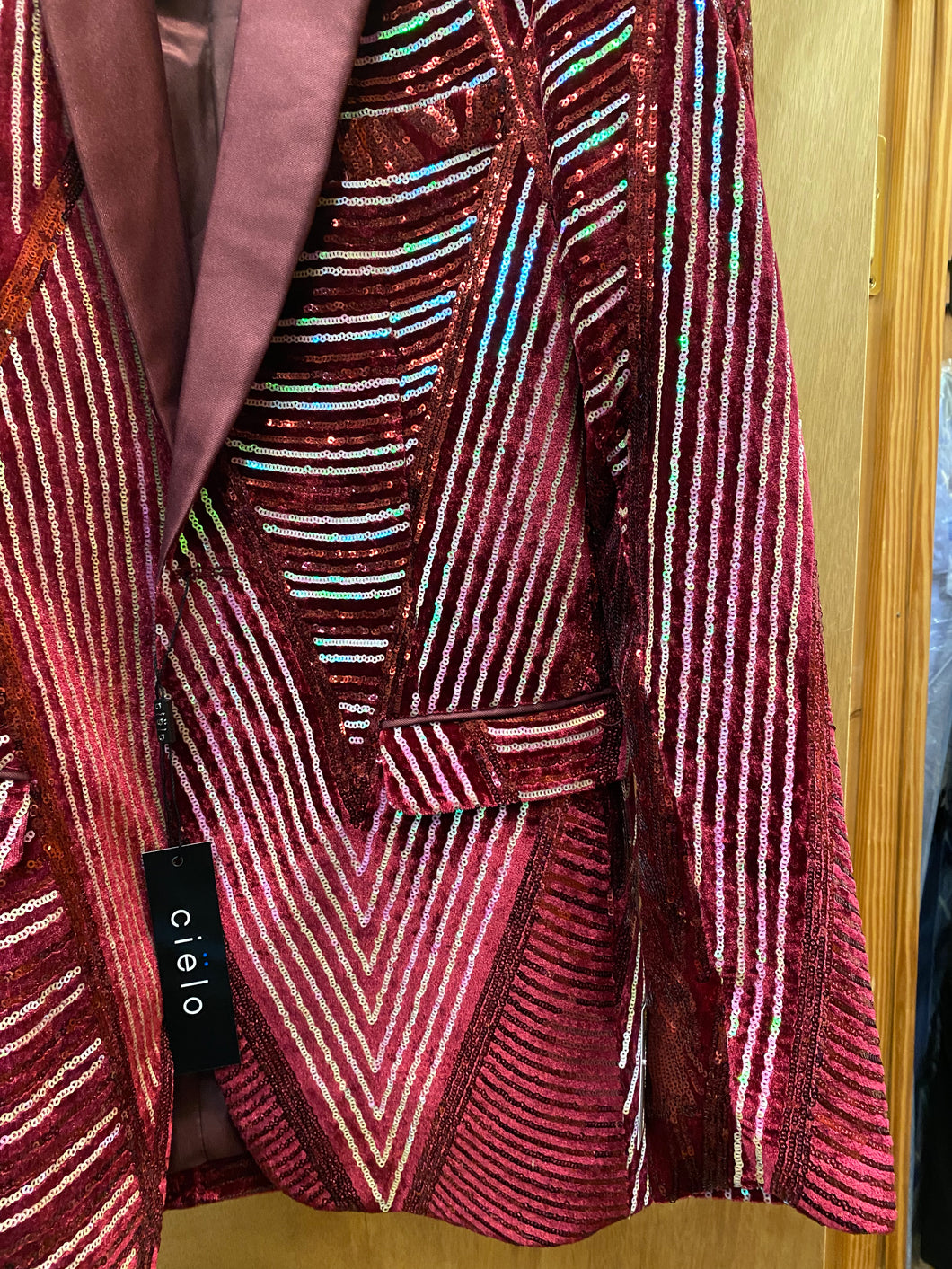 Cielo Burgundy Sequins Sports coat/Blazer