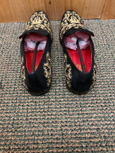 Load image into Gallery viewer, After Midnight Black/Gold Smoking Slip-on Red Bottom Men’s Dress/Prom Shoes Style 6974
