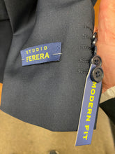 Load image into Gallery viewer, Studio Ferera Modern Fit Navy 3-Piece Suit 46S
