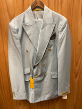Load image into Gallery viewer, Alberto Nardoni Light Blue Slim Fit European Double Breasted Suit with Gold Buttons
