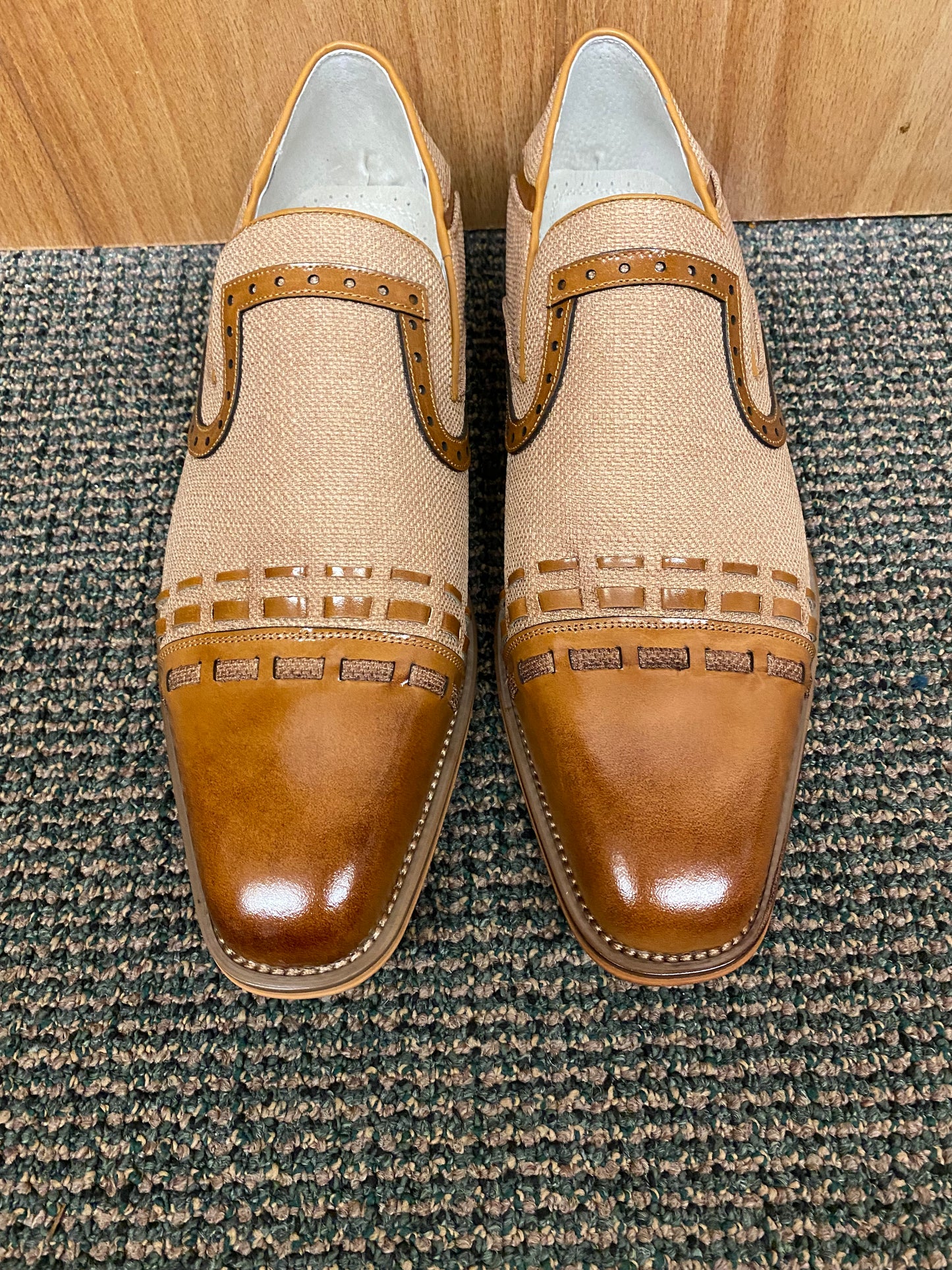 Giovanni Parker Tan Leather Hand Made Slip-on Men's Dress Shoes