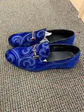 Load image into Gallery viewer, Successos Royal Blue Suede and Swirl Smoking Slippers/Mens Dress Shoes Sizes 8-15
