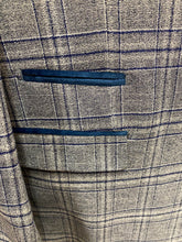 Load image into Gallery viewer, Vitali Blue Checkered Velvet 2-Piece Modern Fit Suit

