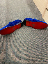 Load image into Gallery viewer, Royal Shoes Royal Blue Paisley Slip-on Men’s Smoking Slippers Red Bottom Dress Shoes Sizes 8-13
