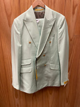 Load image into Gallery viewer, Alberto Nardoni Light Green Slim Fit European Double Breasted Suit with Gold Buttons
