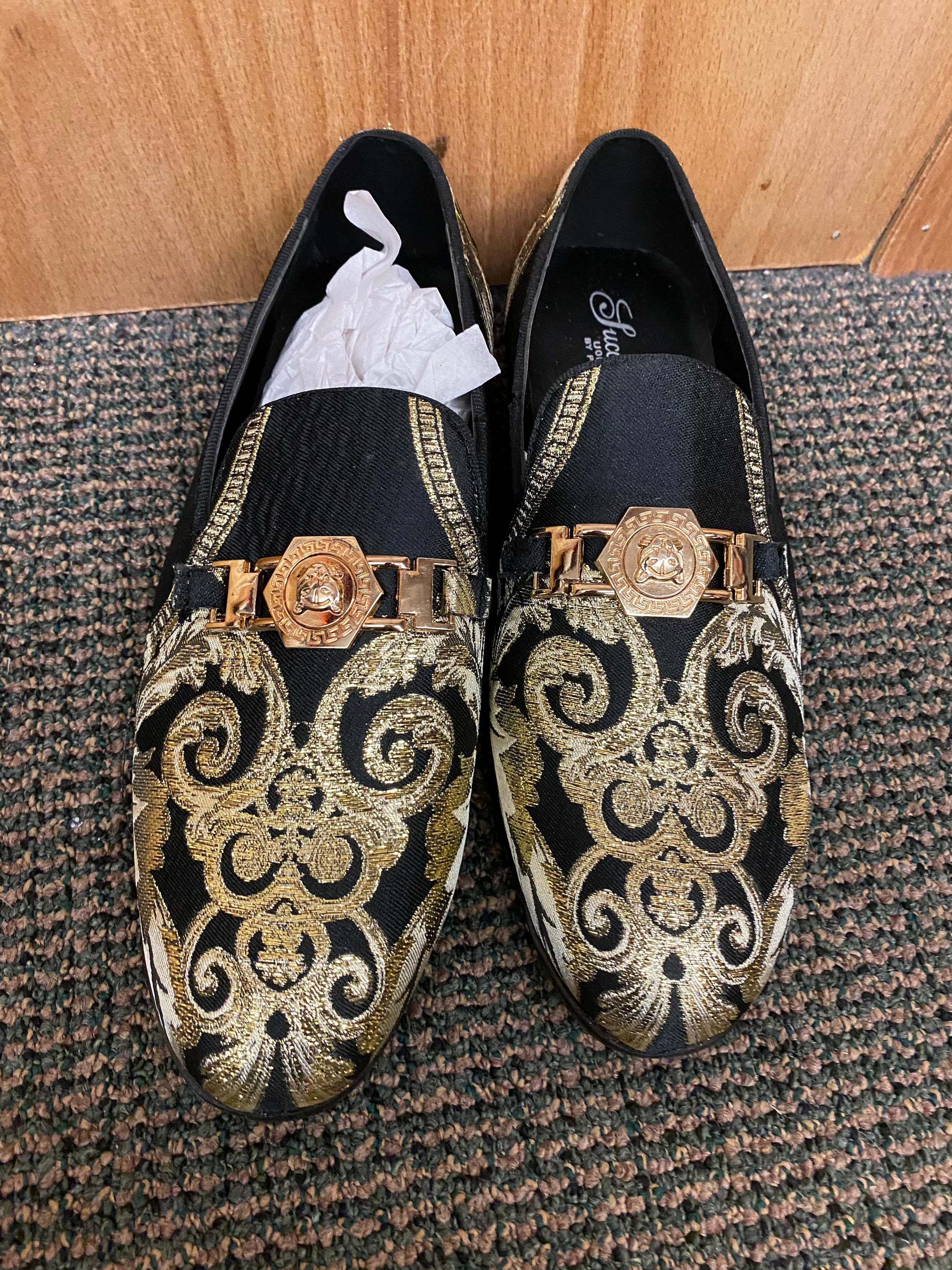 Black and gold dress shoes mens on sale