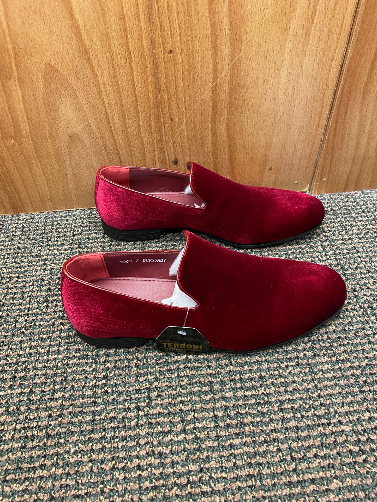 Terroni Italian Design Burgundy Suede-like Smoking Slip-on Men’s Dress Shoes