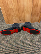 Load image into Gallery viewer, After Midnight Black Paisley Ankle Red Bottom Boots Sizes 8-13
