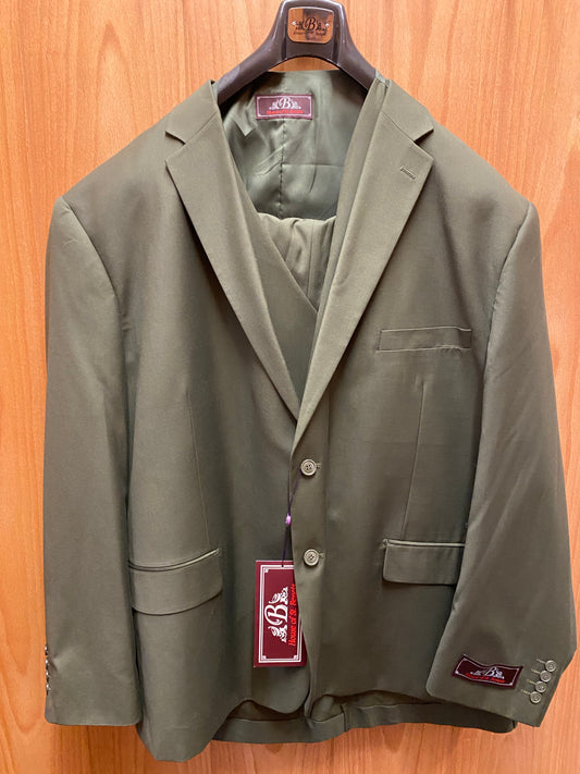 House Of St. Benets Olive Green 3-Piece Suit 60R T62W