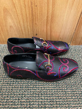 Load image into Gallery viewer, Successos Navy/Red swirl print red bottom slip-on dress shoes sizes 7-15

