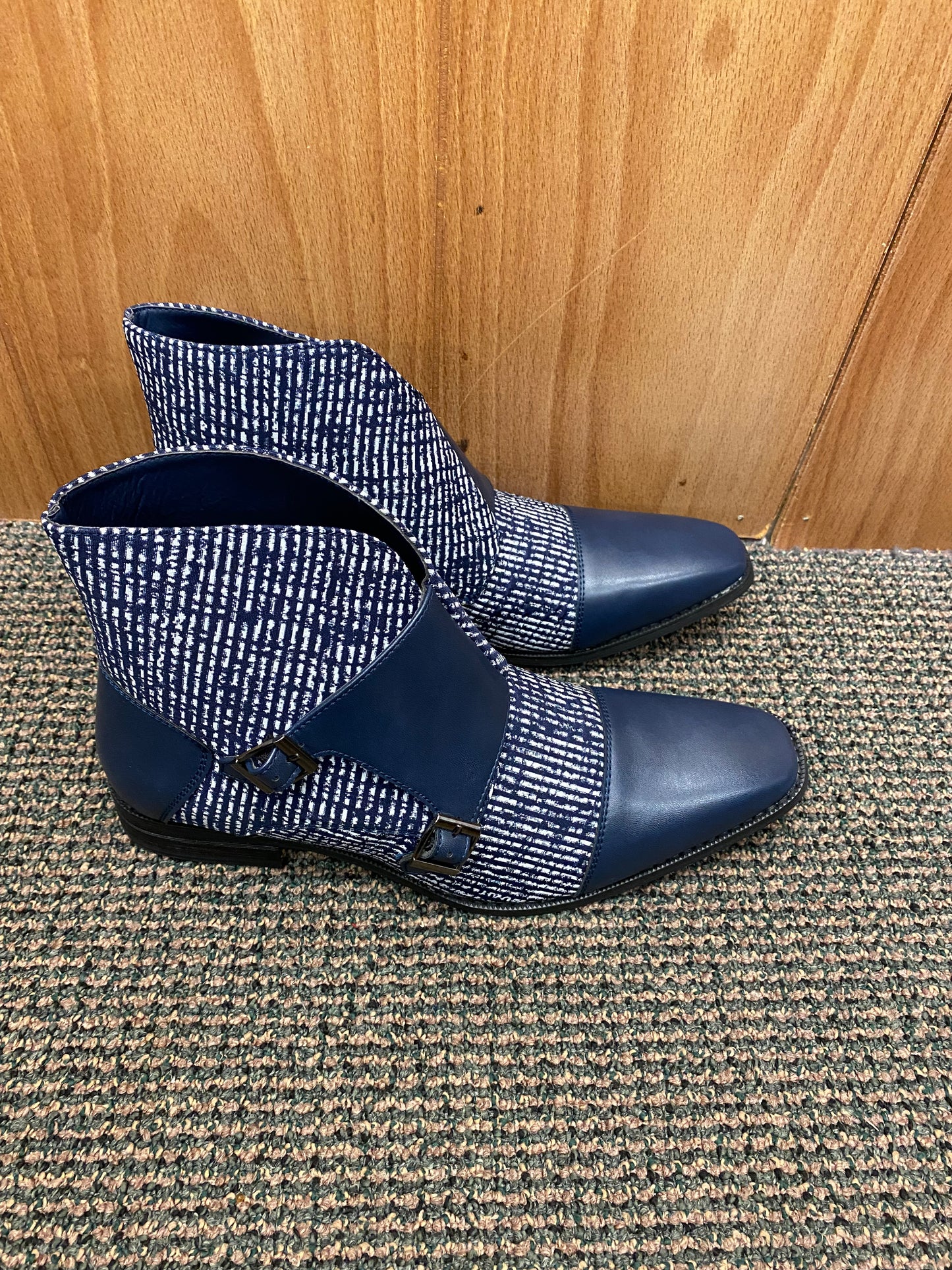 Montique International S-2133 Navy Men’s Double Monk Strap Boots