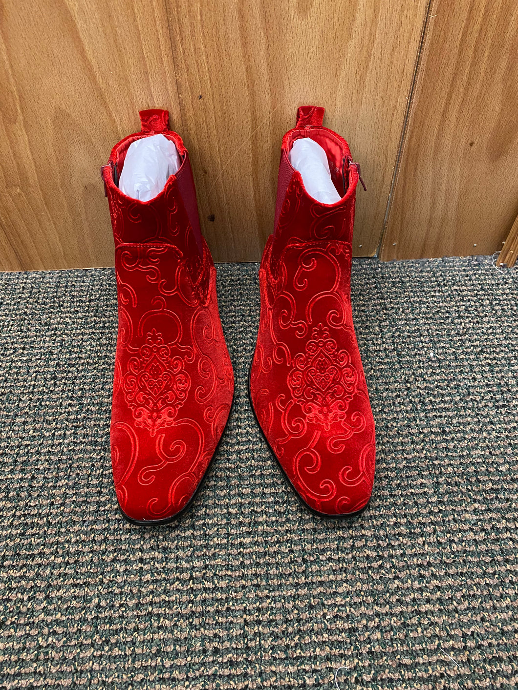 After Midnight Red Paisley Ankle Red Bottom Boots Sizes 8-13 12