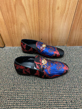 Load image into Gallery viewer, Successos Rblue/Red brocade print red bottom slip-on dress shoes sizes 7-15
