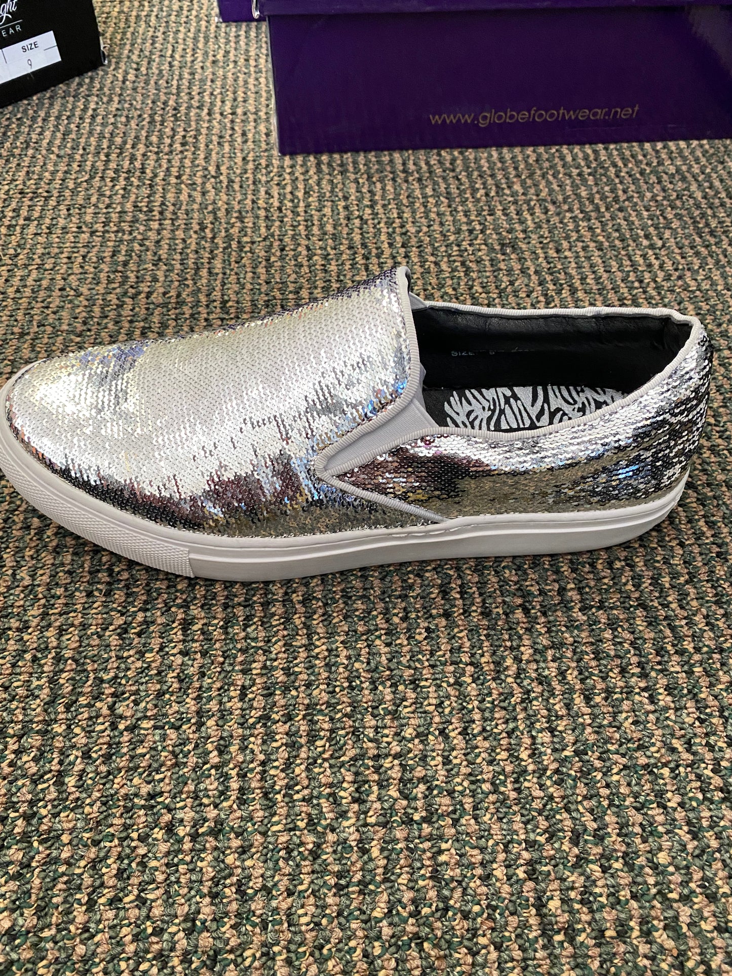 After Midnight Formal Footwear Silver slip-on tennis look Mens dress shoes size 9 style number 6758